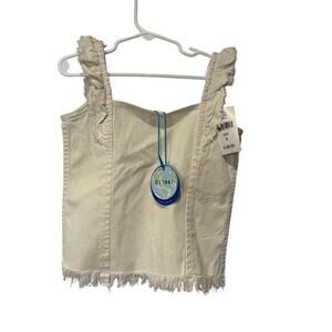 NWT DL1961 Girls Cora‎ Tank Top Frayed Hem Youth Size 6 Cream Boho Indie Preppy